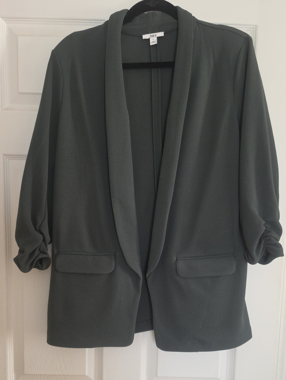 Bar III Olive Green Open Front Blazer
